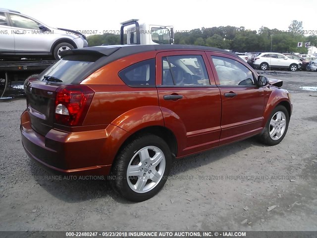 1B3HB48B18D533409 - 2008 DODGE CALIBER SXT ORANGE photo 4