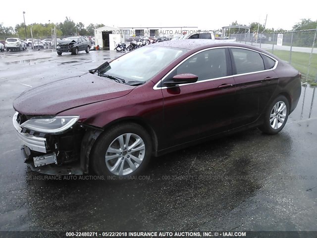 1C3CCCAB1GN171573 - 2016 CHRYSLER 200 LIMITED MAROON photo 2