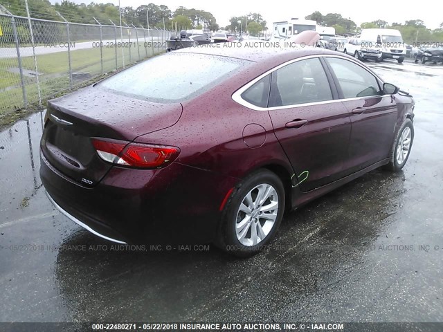 1C3CCCAB1GN171573 - 2016 CHRYSLER 200 LIMITED MAROON photo 4