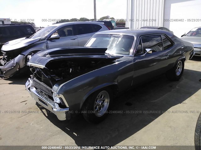 1X27H2W400828 - 1972 CHEVROLET NOVA GRAY photo 2