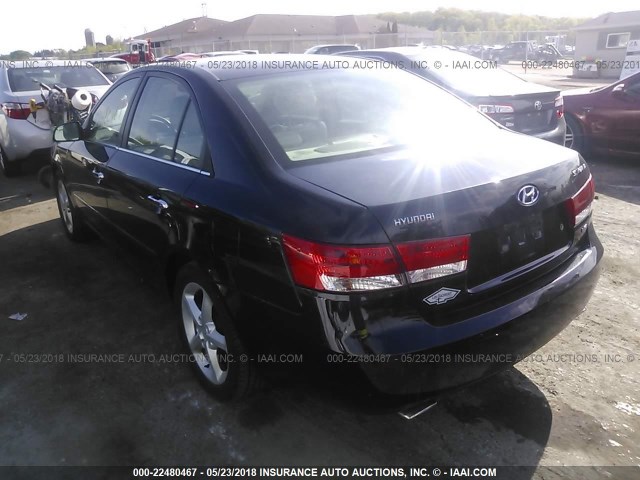 5NPEU46F96H131338 - 2006 HYUNDAI SONATA GLS/LX BLACK photo 3