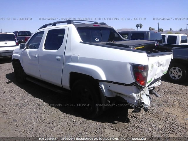 2HJYK16526H572502 - 2006 HONDA RIDGELINE RTL WHITE photo 3