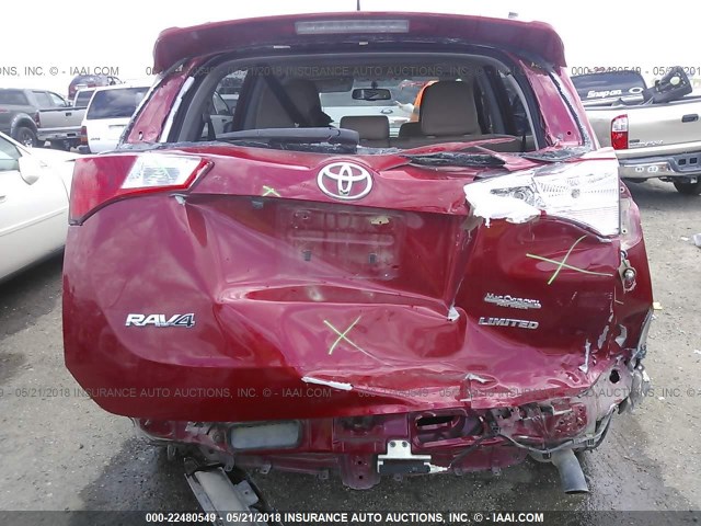 2T3YFREV1DW068643 - 2013 TOYOTA RAV4 LIMITED RED photo 6