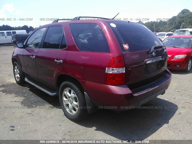 2HNYD18632H505299 - 2002 ACURA MDX TOURING BURGUNDY photo 3