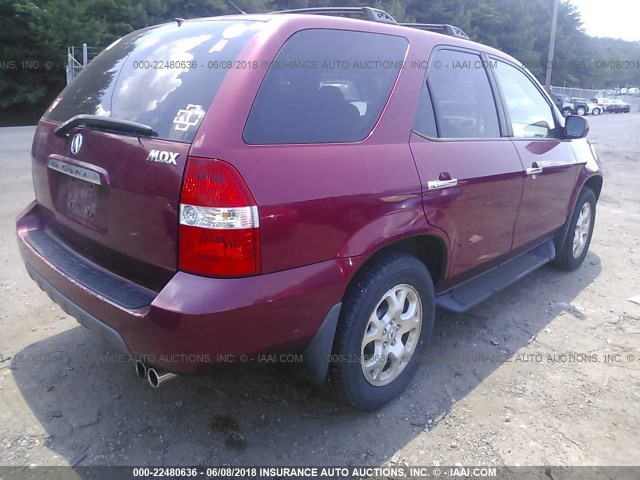 2HNYD18632H505299 - 2002 ACURA MDX TOURING BURGUNDY photo 4