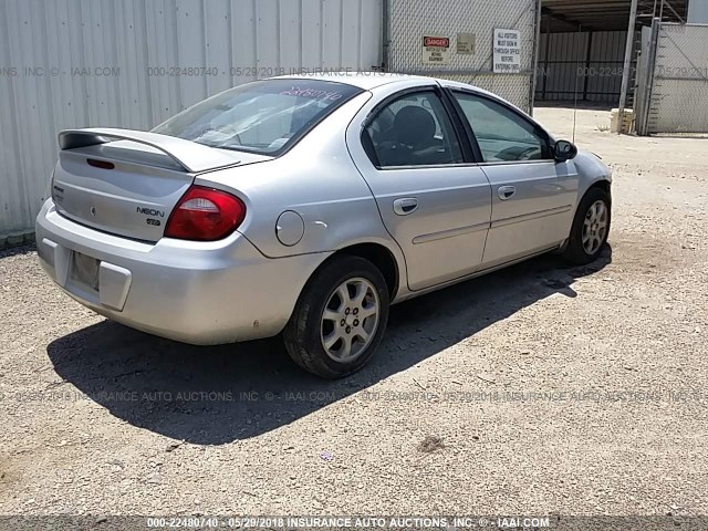 1B3ES56C64D614064 - 2004 DODGE NEON SXT SILVER photo 4