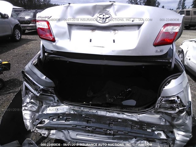 4T1BE46K28U214367 - 2008 TOYOTA CAMRY CE/LE/XLE/SE SILVER photo 6