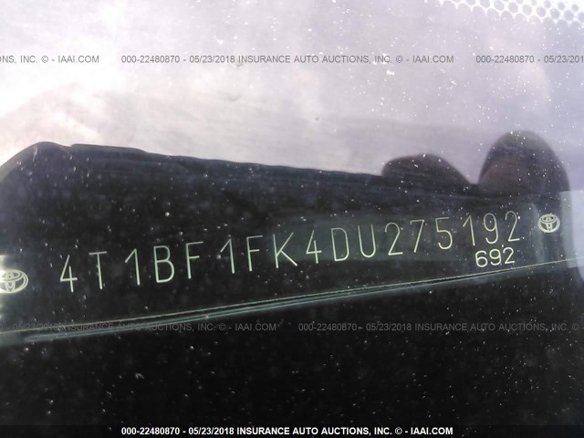 4T1BF1FK4DU275192 - 2013 TOYOTA CAMRY L/SE/LE/XLE 深蓝色 照片 9