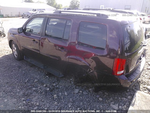 5FNYF4H79BB023243 - 2011 HONDA PILOT EXLN MAROON photo 3