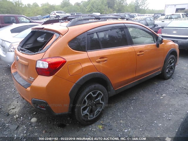 JF2GPACC8E8298376 - 2014 SUBARU XV CROSSTREK 2.0 PREMIUM ORANGE photo 4