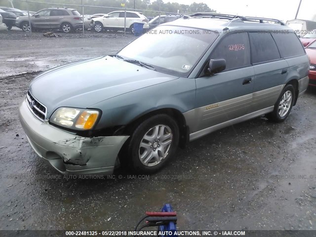 4S3BH665617647499 - 2001 SUBARU LEGACY OUTBACK GREEN photo 2