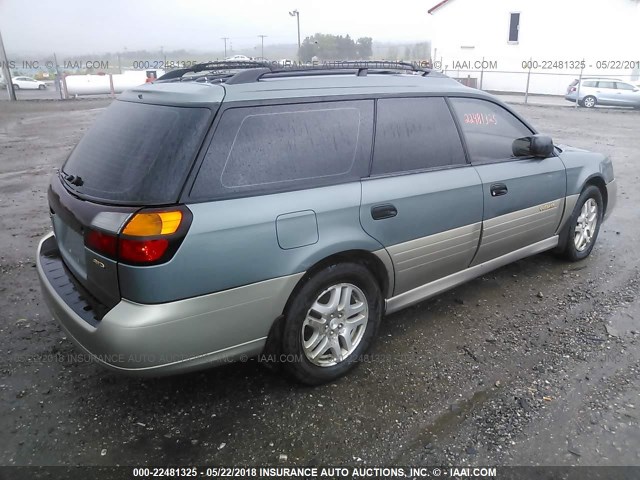 4S3BH665617647499 - 2001 SUBARU LEGACY OUTBACK GREEN photo 4