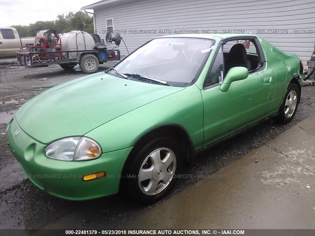 JHMEH6268PS002658 - 1993 HONDA CIVIC DEL SOL SI GREEN photo 2