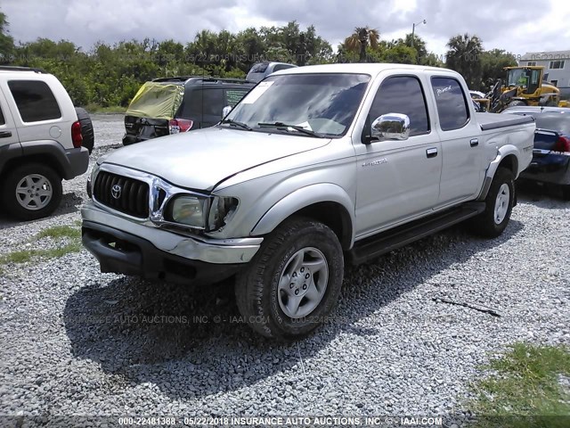 5TEGN92N83Z180880 - 2003 TOYOTA TACOMA DOUBLE CAB PRERUNNER SILVER photo 2