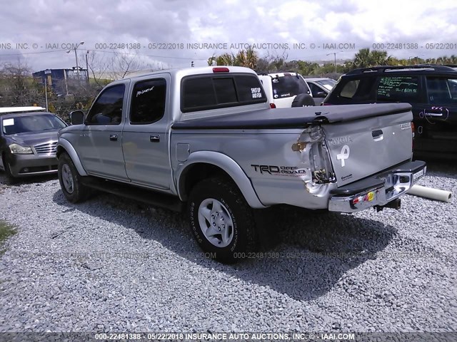 5TEGN92N83Z180880 - 2003 TOYOTA TACOMA DOUBLE CAB PRERUNNER SILVER photo 3