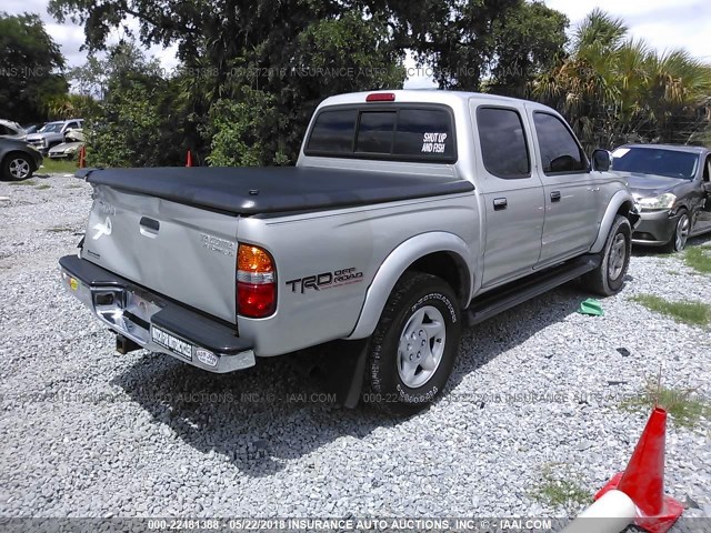 5TEGN92N83Z180880 - 2003 TOYOTA TACOMA DOUBLE CAB PRERUNNER SILVER photo 4