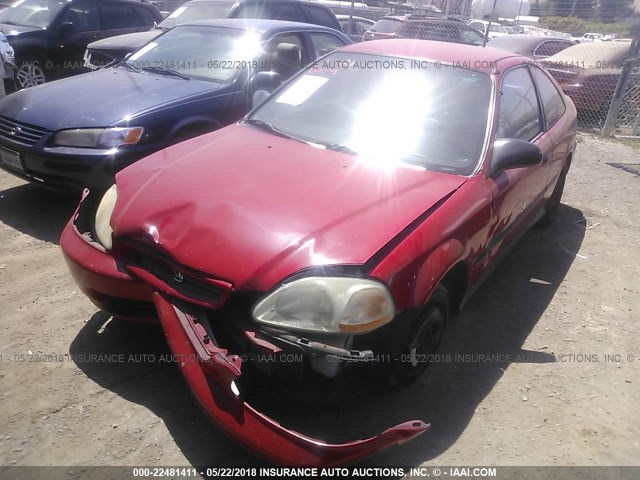 1HGEJ7223VL090309 - 1997 HONDA CIVIC HX RED photo 2