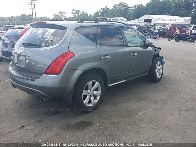 JN8AZ08W86W501554 - 2006 NISSAN MURANO SL/SE/S GRAY photo 4