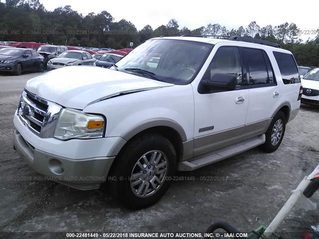 1FMFU17567LA70421 - 2007 FORD EXPEDITION EDDIE BAUER WHITE photo 2