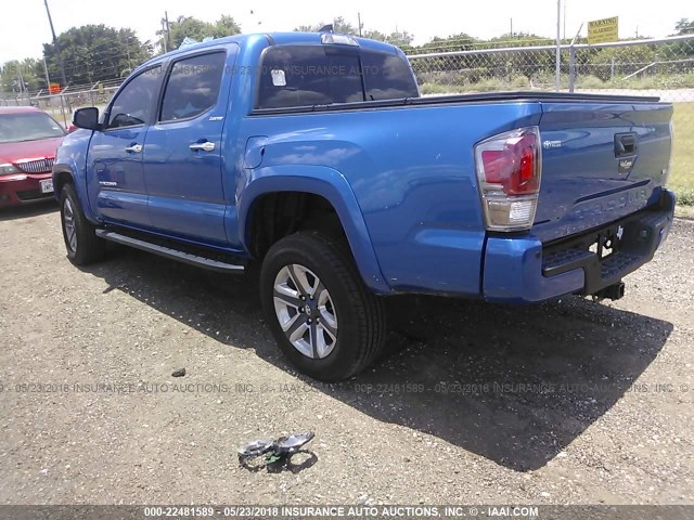 5TFEZ5CN5HX044658 - 2017 TOYOTA TACOMA DOUBLE CAB/LTD BLUE photo 3