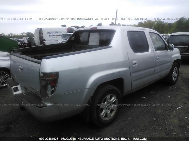 2HJYK16497H530434 - 2007 HONDA RIDGELINE RTS SILVER photo 4