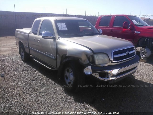 5TBRN34172S321877 - 2002 TOYOTA TUNDRA ACCESS CAB SR5 GOLD photo 1