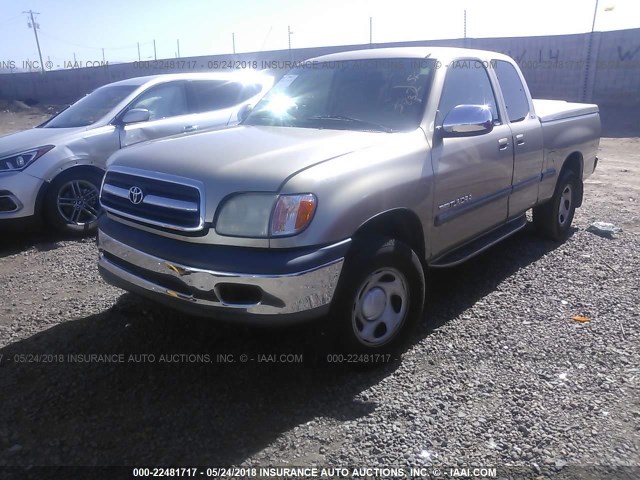 5TBRN34172S321877 - 2002 TOYOTA TUNDRA ACCESS CAB SR5 GOLD photo 2