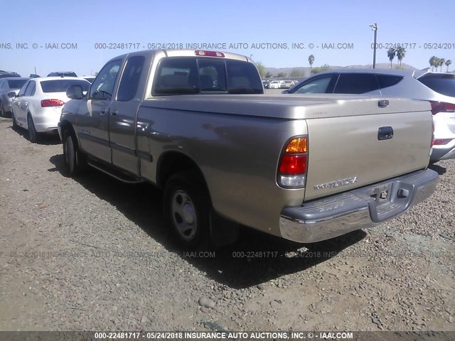 5TBRN34172S321877 - 2002 TOYOTA TUNDRA ACCESS CAB SR5 GOLD photo 3