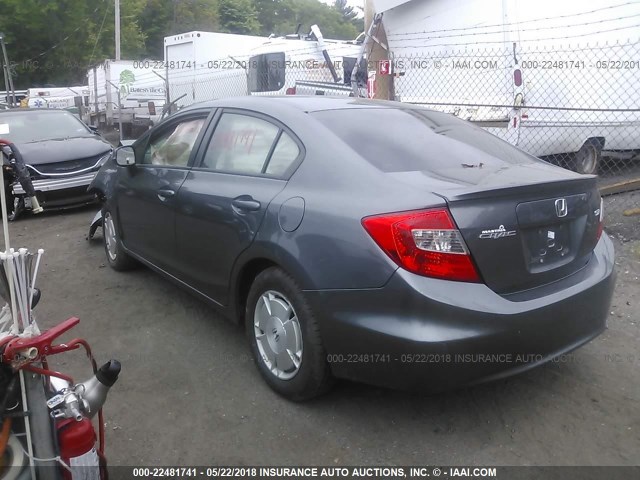 2HGFB2F68CH320311 - 2012 HONDA CIVIC HF GRAY photo 3