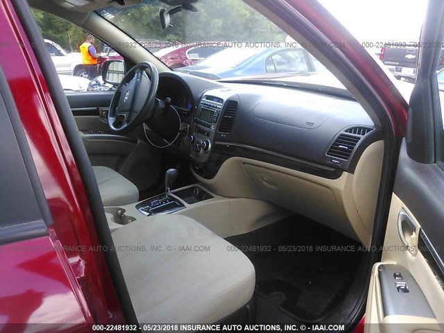 5NMSG3AB9AH384349 - 2010 HYUNDAI SANTA FE GLS RED photo 5