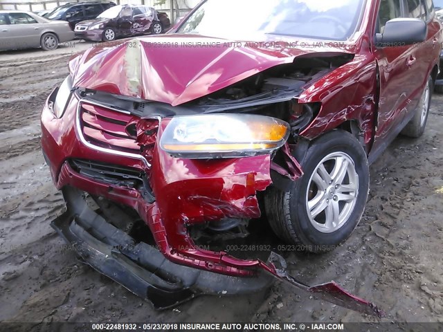 5NMSG3AB9AH384349 - 2010 HYUNDAI SANTA FE GLS RED photo 6