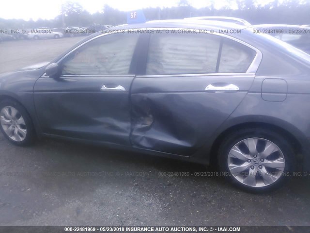 1HGCP36868A086882 - 2008 HONDA ACCORD EXL GRAY photo 6