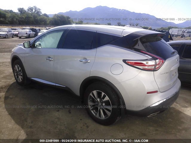 5N1AZ2MH6FN242112 - 2015 NISSAN MURANO S/SL/SV/PLATINUM SILVER photo 3