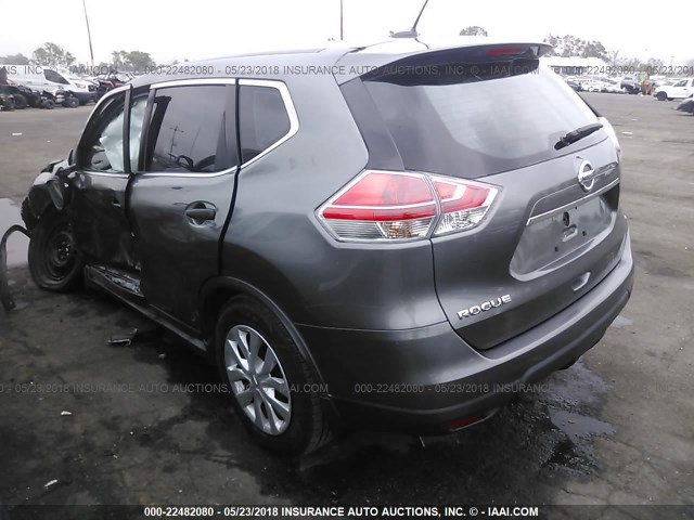 KNMAT2MT9GP642777 - 2016 NISSAN ROGUE S/SL/SV GRAY photo 3