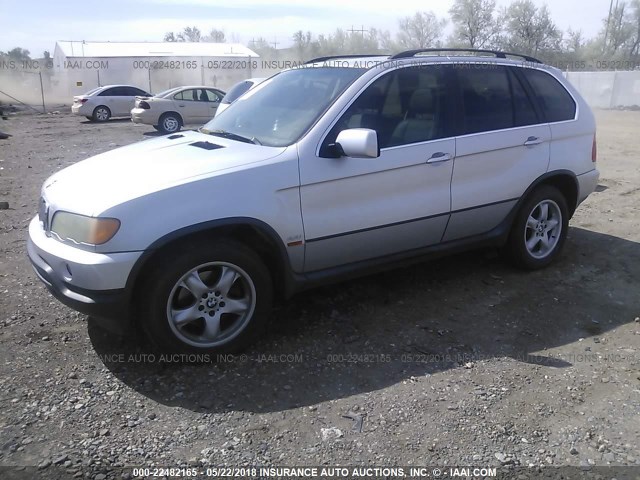 WBAFB33541LH09365 - 2001 BMW X5 4.4I SILVER photo 2