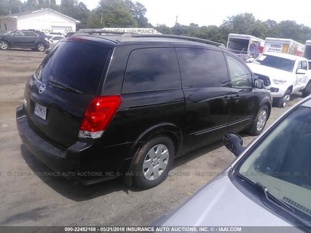 5N1BV28U55N101604 - 2005 NISSAN QUEST S/SE/SL BLACK photo 4