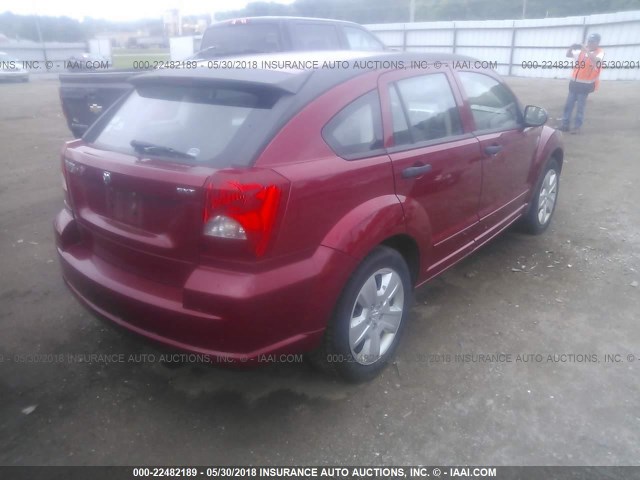 1B3HB48B07D528233 - 2007 DODGE CALIBER SXT RED photo 4