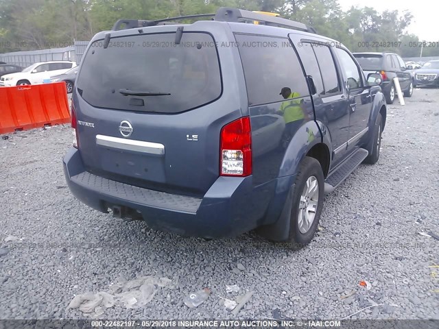 5N1AR18B08C624165 - 2008 NISSAN PATHFINDER S/LE/SE BLUE photo 4