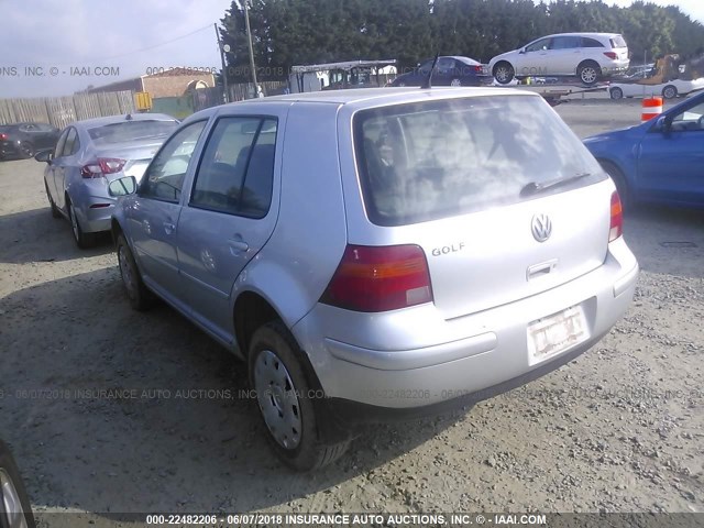 9BWFK61J334078760 - 2003 VOLKSWAGEN GOLF GL SILVER photo 3