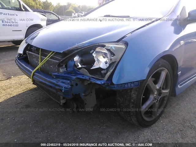 SHHEP33505U501780 - 2005 HONDA CIVIC SI BLUE photo 6