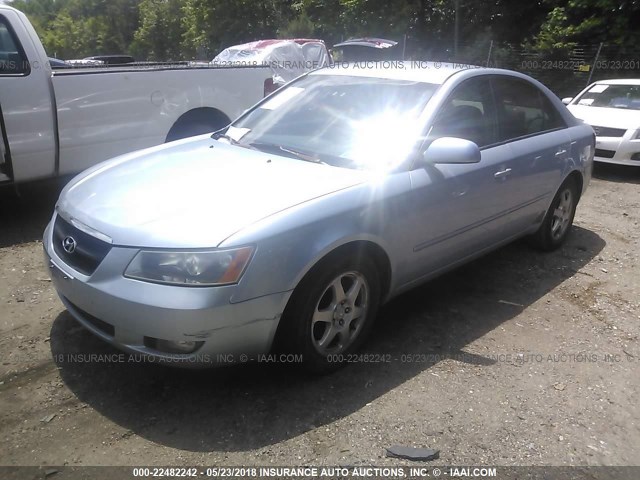 5NPEU46F26H081995 - 2006 HYUNDAI SONATA GLS/LX BLUE photo 2