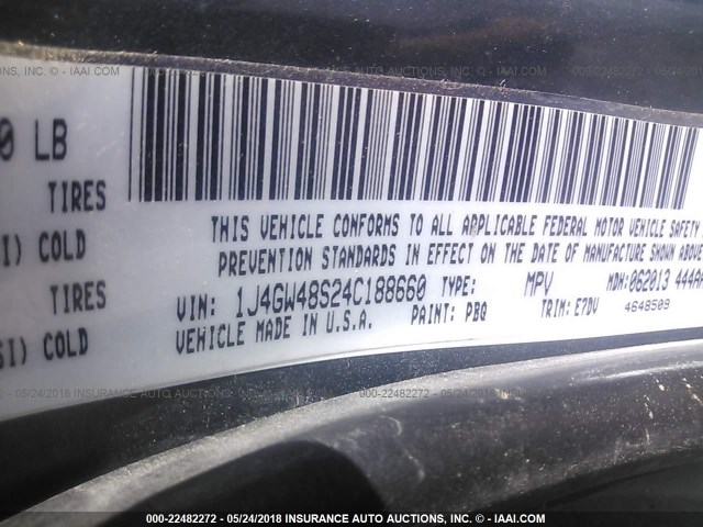 1J4GW48S24C188660 - 2004 JEEP GRAND CHEROKEE LAREDO/COLUMBIA/FREEDOM BLUE photo 9