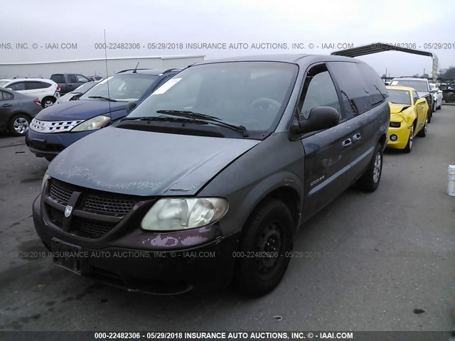 2B4GP443X1R213175 - 2001 DODGE GRAND CARAVAN SPORT BLUE photo 2