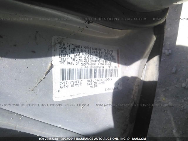 JT2SK11EXN0082094 - 1992 TOYOTA CAMRY DLX SILVER photo 9