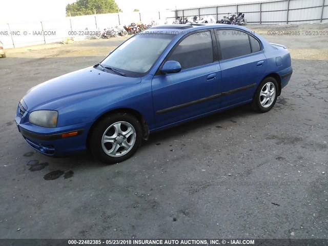 KMHDN46D34U751608 - 2004 HYUNDAI ELANTRA GLS/GT BLUE photo 2