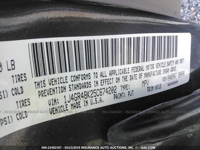 1J4GR48K25C674202 - 2005 JEEP GRAND CHEROKEE LAREDO/COLUMBIA/FREEDOM 灰色 照片 9