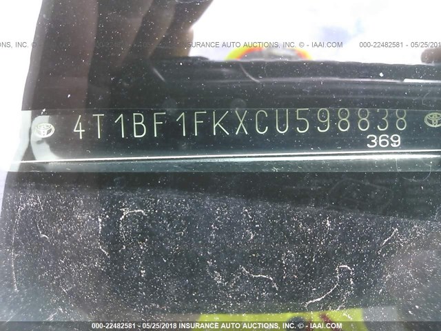 4T1BF1FKXCU598838 - 2012 TOYOTA CAMRY SE/LE/XLE თეთრი ფოტო 9