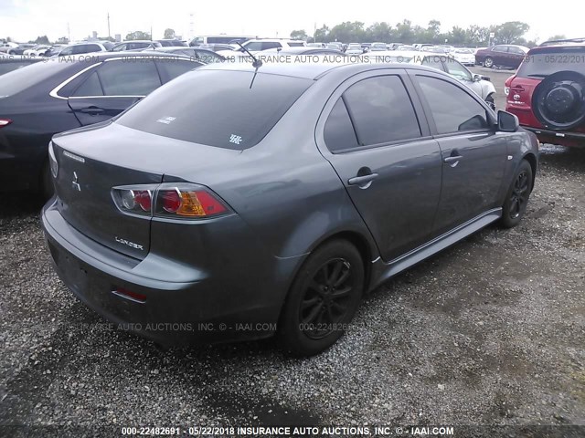 JA32U2FU8BU032725 - 2011 MITSUBISHI LANCER ES/ES SPORT GRAY photo 4