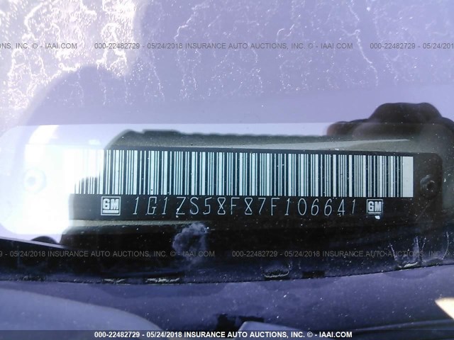 1G1ZS58F87F106641 - 2007 CHEVROLET MALIBU LS BROWN photo 9