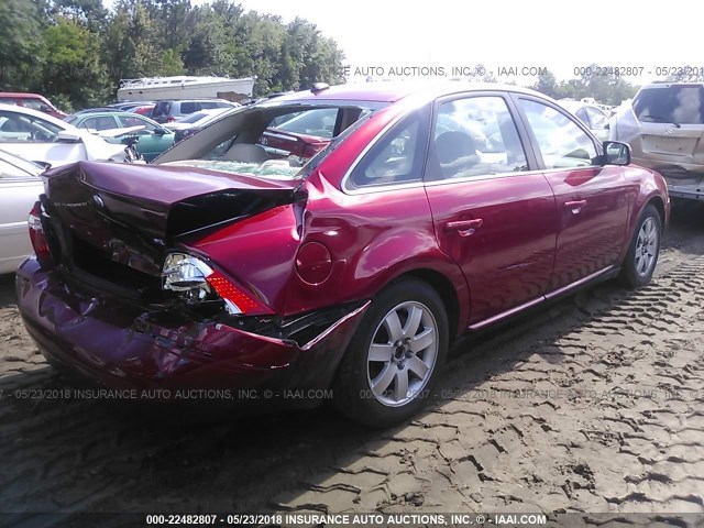 1FAHP24147G130321 - 2007 FORD FIVE HUNDRED SEL RED photo 4